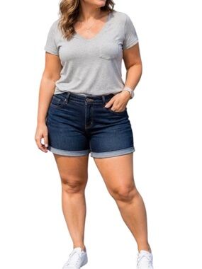 Lane Bryant Women's Jean Shorts Dark Wash Cuffed Size 22